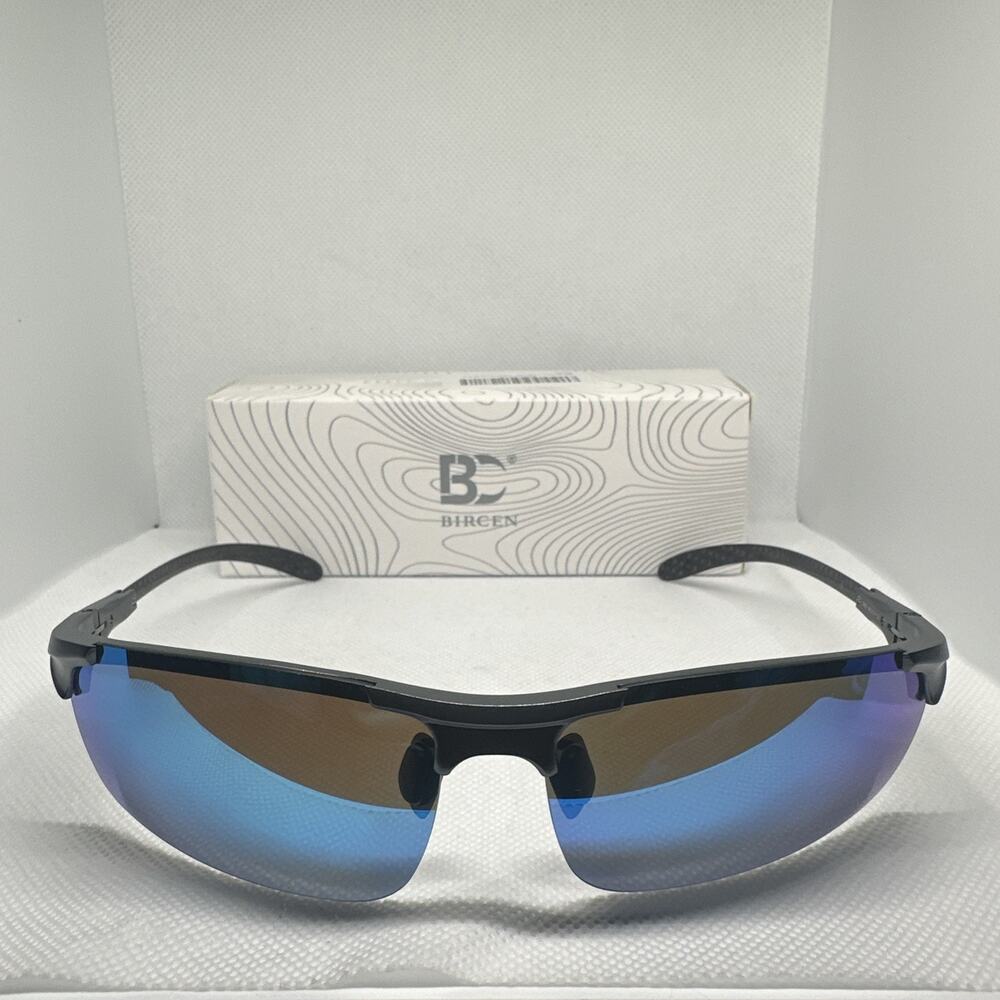 Bircen Polarized Sunglasses Gun Metal Gunmetal Black Lens UV400 Mens Unisex New